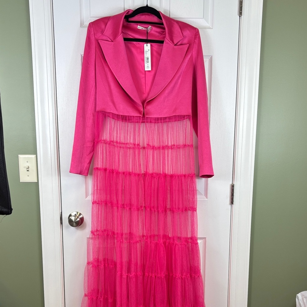 NWT Alice & Olivia Everly Tulle blazer candy pink sz sm - Picture 6 of 14